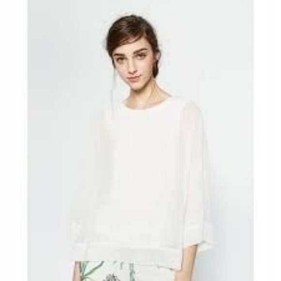 SOLD - NWT Zara Flowy White Blouse - Picture 4 of 13